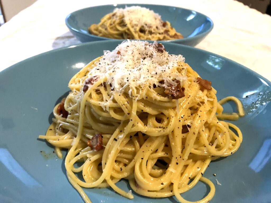 bacon spaghetti carbonara for two